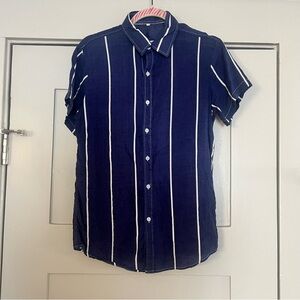 Navy Blue Striped Men's Shirt